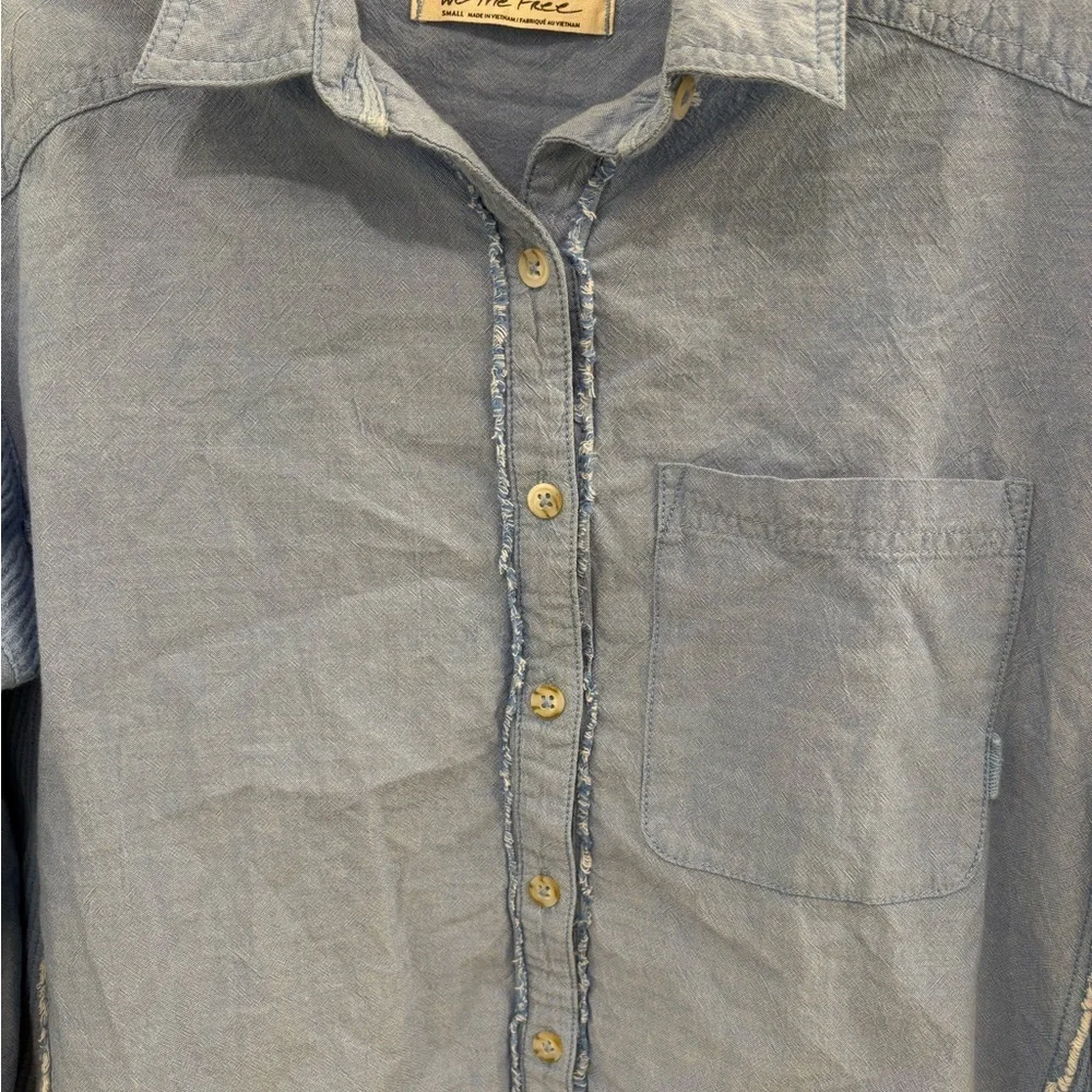 We The Free Cool and Clean Oversized Solid  Waffle Knit Button Down Size Small - Picture 4 of 16